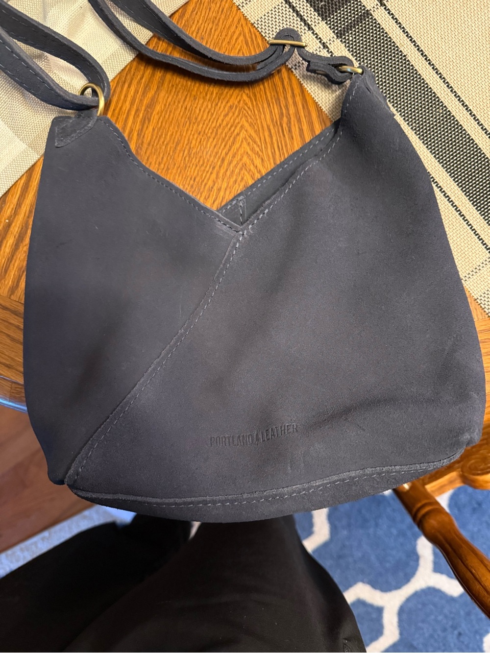 Portland Leather Navy Blue Shoulder Bag